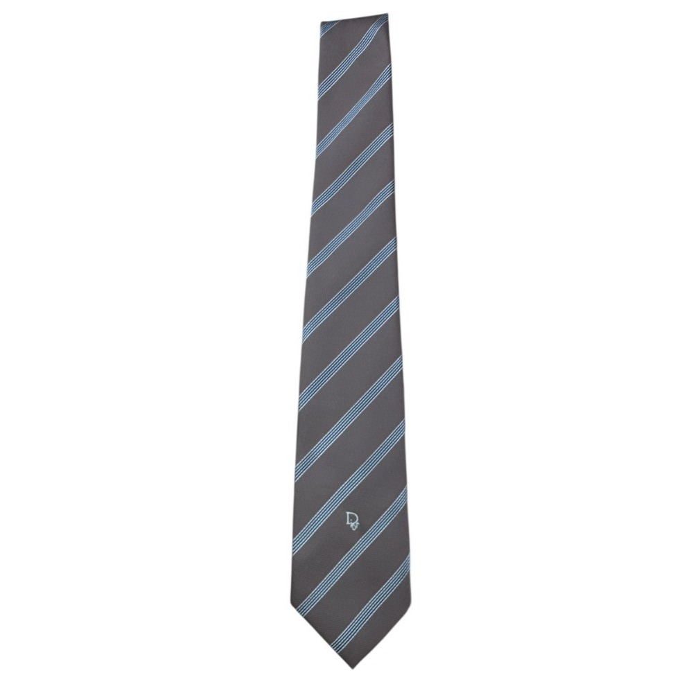 Vintage‎ Christian Dior Monsieur Tie Brown Black White Stripe Silk Blend 55.5"